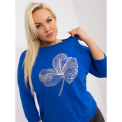 Cobalt blue oversized womens blouse with print