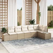 set od 6 komada vrtnog kauča s jastučićima bež poly rattan