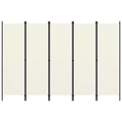 Vidaxl Paravan 5-delni bel 250x180 cm