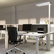 Arcchio LED-stoječa svetilka Logan Neo, srebrna, z možnostjo zatemnitve, kovina - Študija/pisarna - Sodobni - srebrna, bela - Aluminij