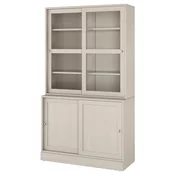 HAVSTA Komb.odlaganje s kliz.stakl.vratima, sivo-bež, 121x47x212 cm