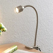 Lindby Djamila LED svetilo v objemki, satiniran nikelj - Študija/pisarna - Sodobni - satenast nikelj - Kovina