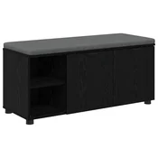 Vidaxl Haldna klop z blazino s polico Črni Hrast 100 x 38 x 46 cm