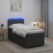 vidaXL Postelja boxspring z vzmetnico Temno siva 90 x 200 cm Blago