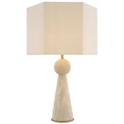 Casa Padrino luxury table lamp beige/antique brass/cream 40 x 40 x H. 78.5 cm - Travertine desk lamp with hexagonal lampshade - Luxury table lamps - Luxury desk lamps