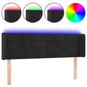 Vidaxl LED posteljno vzglavje črno 147x16x78/88 cm žamet