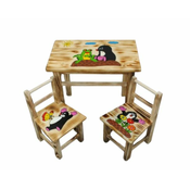 Dječji drveni stolić Krtek + 2 stolice