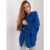 Cobalt blue loose cardigan without fastening