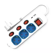 Roline 3x220V produžni kabel s prekidacima 2xUSB TipA-C 1,5 m 19.07.2344-20