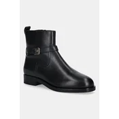 Tommy Hilfiger Škornji Th Buckle Riding Leather Bootie FW0FW08781 Črna