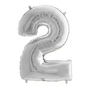 Balon številka 2 srebrna 65 cm