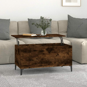 Greatstore Klubska mizica dimljeni hrast 90x44,5x45 cm inženirski les