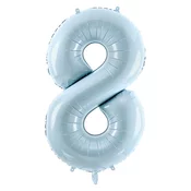 PartyDeco balon iz folije številka 8, 72cm, svetlo moder