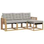 Set vanjskih sofa s jastukom 4 pcs Bijela i svjetlosiva