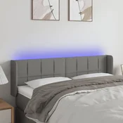Vidaxl vidaXL Vzglavje postelje z LED diodo temno sivo 147x16x78/88 cm blago