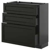 METOD / KNIVSHULT Podni element s 3 fioke, Crnosiva/Lerhyttan crno bajcovano, 80x37 cm