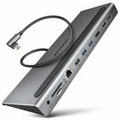 AXAGON hmc-4kx3 večportno vozlišče usb 5gbps, 3x usb-a, 2x hdmi + dp + glan + sd/microsd + audio, pd 100w