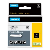 Dymo 18488 RHINO najlon fleksibilen 12mm x 3,5m črno na belo