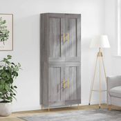 Greatstore Visoka komoda siva sonoma 69,5x34x180 cm inženirski les