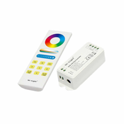 RGB radijski 2,4 GHz LED kontroler z daljinskim upravljalnikom na dotik in stenskim nosilcem 12/24V