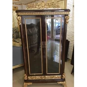 Casa Padrino luxury baroque bookcase dark brown/gold - Magnificent solid wood cabinet with 2 glass doors - Handmade baroque office furniture - Noble & Magnificent