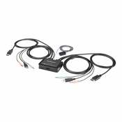 StarTech.com 2 Port DisplayPort KVM Switch - 4K 60Hz - UHD DP 1.2 USB KVM Switch w/ 4ft Cables & Audio - Bus Powered & Remote Switching - KVM / audio switch - 2 ports