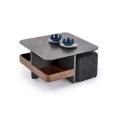 Komplet konferenčne mizice KORO 70x70 cm + 2x tabure črna/rjava