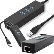 shumee 3-vratni USB 3.0 HUB z 1Gbps Ethernet priključkom na RJ45 LAN 1x3