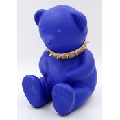 Casa Padrino luxury designer decorative figure teddy bear with collar blue/gold H. 31 cm - Resin decorative sculpture - Luxury decorative figure - Designer decorative figure - Luxury accessories