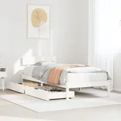 shumee vidaXL Posteljni okvir brez vzmetnice bel 90x190 cm masiven borov les