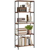 HOMCOM HOMCOM knjižna omara kovina 79D x 35Š x 161V cm rustikalno rjava, (5000241810)