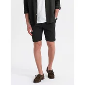 Ombre Mens knit shorts with rolled up legs - black