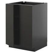 METOD Podni element s policama/2vrata, crno-siva/Nickebo mat antracit, 60x60 cm