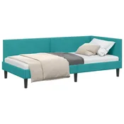 Vidaxl Kotna postelja z vzglavjem Turkizna 100 cm x 200 cm Žamet