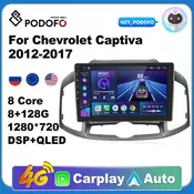Podofo 2 din Car Android CarPlay Radio Multimedia Player For Chevrolet Captiva 2012-2017 2 Din Autoradio GPS Navi 4G WiFi