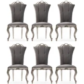 Casa Padrino luxury baroque dining chair set of 6 gray/silver - Magnificent baroque style kitchen chairs - Baroque dining room furniture - Luxury furniture baroque style