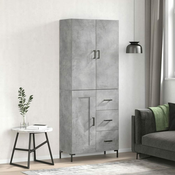 Greatstore Visoka komoda betonsko siva 69,5x34x180 cm inženirski les