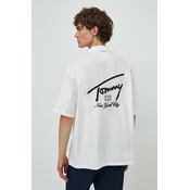 Pamucna košulja Tommy Jeans za muškarce, boja: bijela, relaxed, DM0DM19139