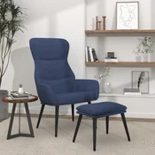 vidaXL vidaXL Stol za sproščanje s stolčkom modro blago, (20934583)