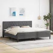 vidaXL Posteljni okvir z vzmetnico Temno siva 180 x 200 cm Žamet