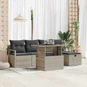 Sjedeća garnitura za vrt 6 kom. Svijetlo siva poliratan Svjetlosiva 230 x 117 x 85 cm