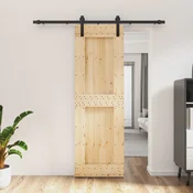 vidaXL Drsna vrata Naravna in črna 70 x 210 cm Masiven borov les