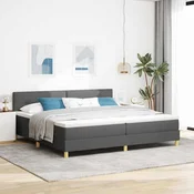 vidaXL LED Box Spring Postelja Temno siva 200 x 200 cm blago