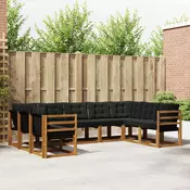 Set vanjskih sofa s jastukom 9 pcs Prirodna i crna