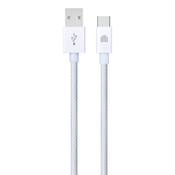 Dviced USB-A na USB-C tkan kabel 1,25 m - bela