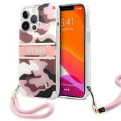 Guess ovitek za iPhone 13 Pro/13 6.1 Camo Strap - roza