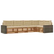 Set vanjskih sofa 5 pcs Prirodna i bež 331 x 172,5 x 73 cm