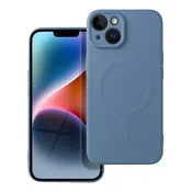 OEM SILICONE MAG COVER ovitek, združljiv z MagSafe, za iPhone 14, modre barve