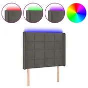 Vidaxl LED posteljno vzglavje temno sivo 93x16x118/128 cm žamet