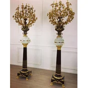 Casa Padrino baroque table chandelier set with pillars black/gold/white - Magnificent baroque style decorative pillars with chandeliers - Baroque decorative accessories - Baroque furniture